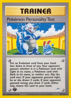Kaart Pokémon Personality Test