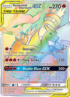 Kaart Reshiram & Charizard GX