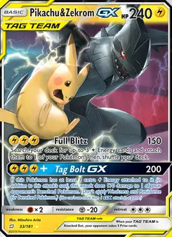 Kaart Pikachu & Zekrom GX